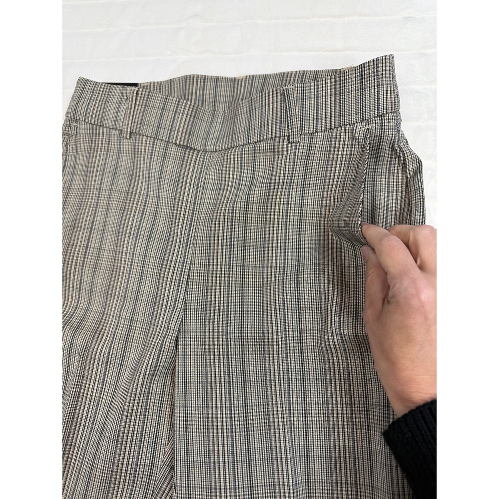 Rafaella Pants Womens 4 Taupe Plaid Pull On Stretch Ankle Career Trousers Pocket - Picture 4 of 10
